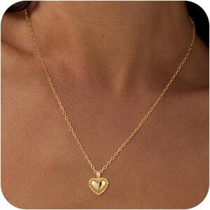 ⚡Necklace for Women Heart Zirconia Necklace 14K Gold Plated Cute Gold Jewelry